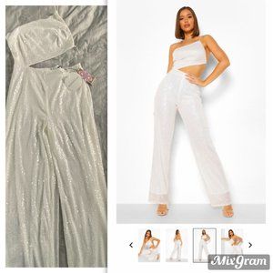 White sequin jumpsuit